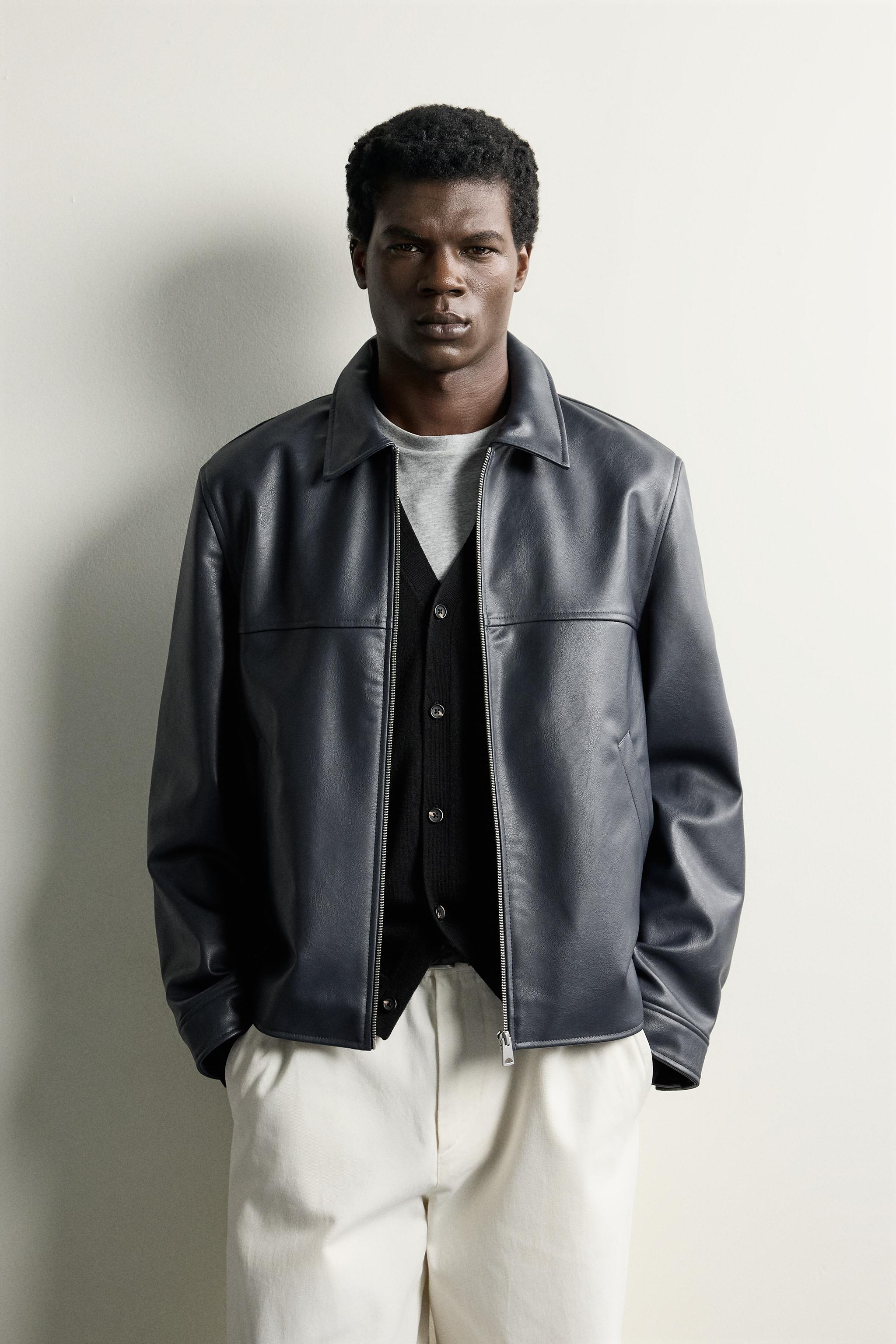 BLOUSON REGULAR FIT EFFET MATIÈRE SYNTHÉTIQUE